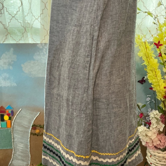 For Cynthia Denim Blue Midi Dress with Colorful Hem - Picture 6 of 6